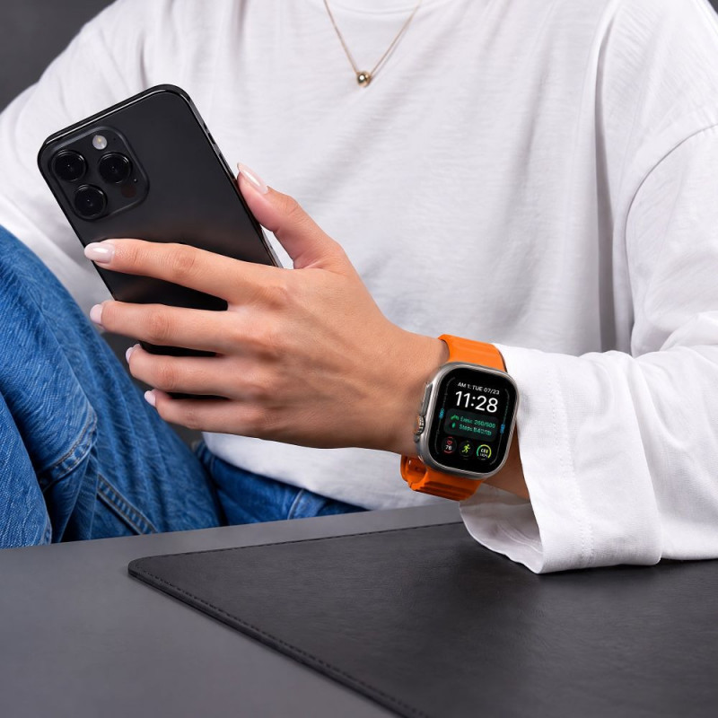 Tech-Protect Silicone Line Apple Watch 8 / 9 / 10 / 11 / 12 / SE / Ultra 44/45/46/49 mm pasek, pomarańczowy