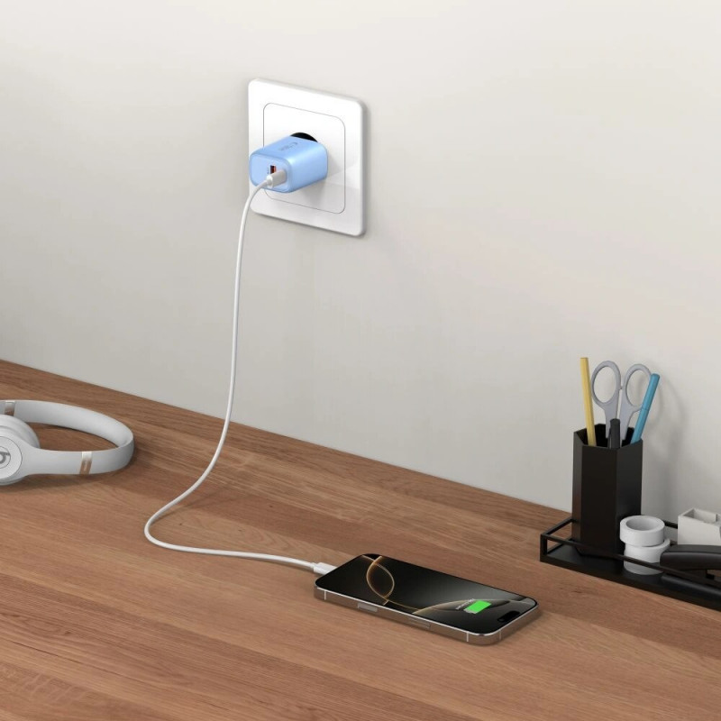 Tech-Protect NCA20 ładowarka sieciowa USB-A, USB-C PD 20W / QC3.0 Baby Blue