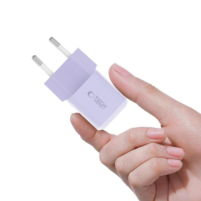 Tech-Protect NCM25 ładowarka ścienna USB-C PD 25W, Baby Purple