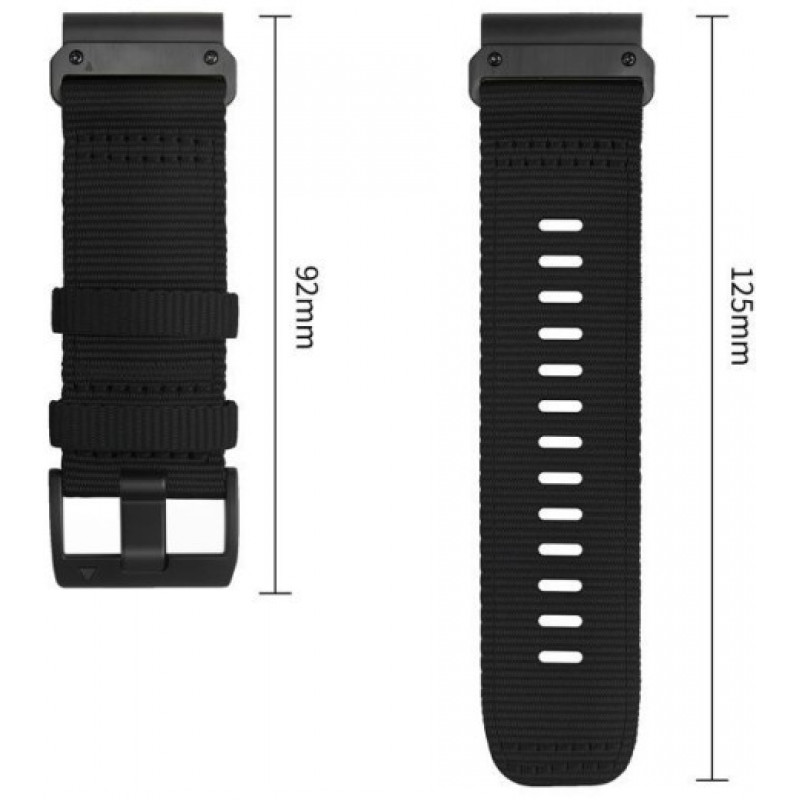 Pasek do zegarka Tech-Protect Nylon Classic do Garmin Fenix 5X / 5X Plus / 6X / 6X Pro / 7X / 8 / 8 Pro / 9 / 9 Pro 47 mm, czarny