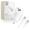 Tech-Protect NCA20 ładowarka ścienna USB-A / USB-C PD 20W / QC3.0 z kablem USB-C / USB-C 100 cm, biała