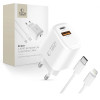 Tech-Protect NCA20 ładowarka ścienna USB-A / USB-C PD 20W / QC3.0 z kablem USB-C / Lightning 100 cm, biała