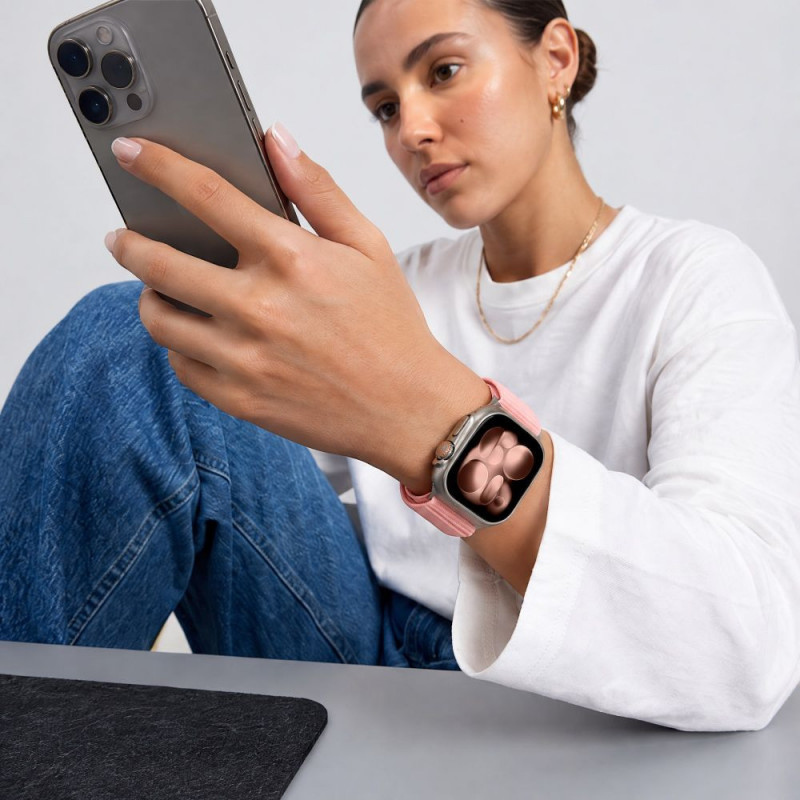 Pasek Tech-Protect NylonLoop do Apple Watch 8 / 9 / 10 / 11 / 12 / SE (40 / 41 / 42 mm), Blush Pink