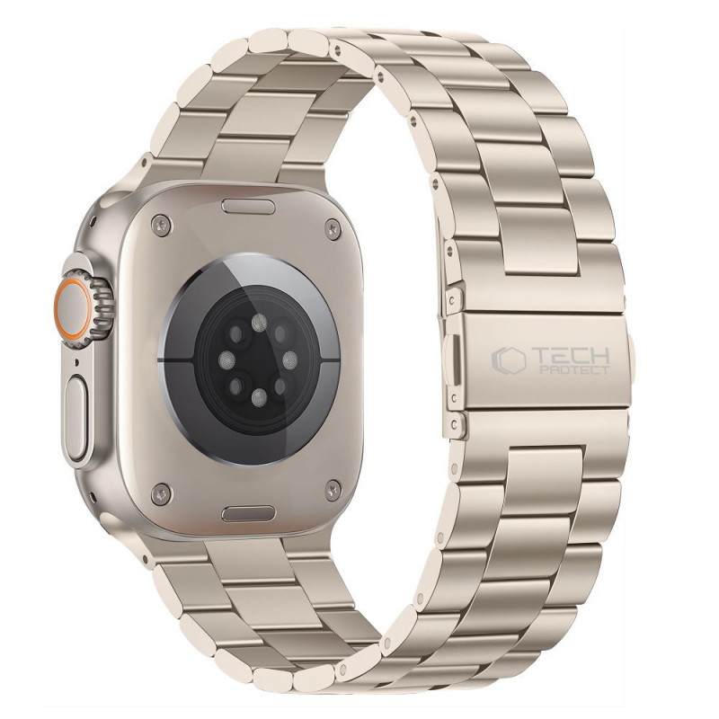 Tech-Protect Stainless pasek ze stali nierdzewnej do Apple Watch 8 / 9 / 10 / 11 / 12 / SE / Ultra (44 / 45 / 46 / 49 mm), Starlight