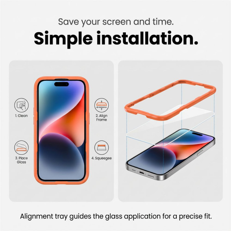 Tech-Protect Zestaw szkła hartowanego Easy Set+ do ekranu i obiektywu Apple iPhone 18 Pro, Clear (3 szt.)