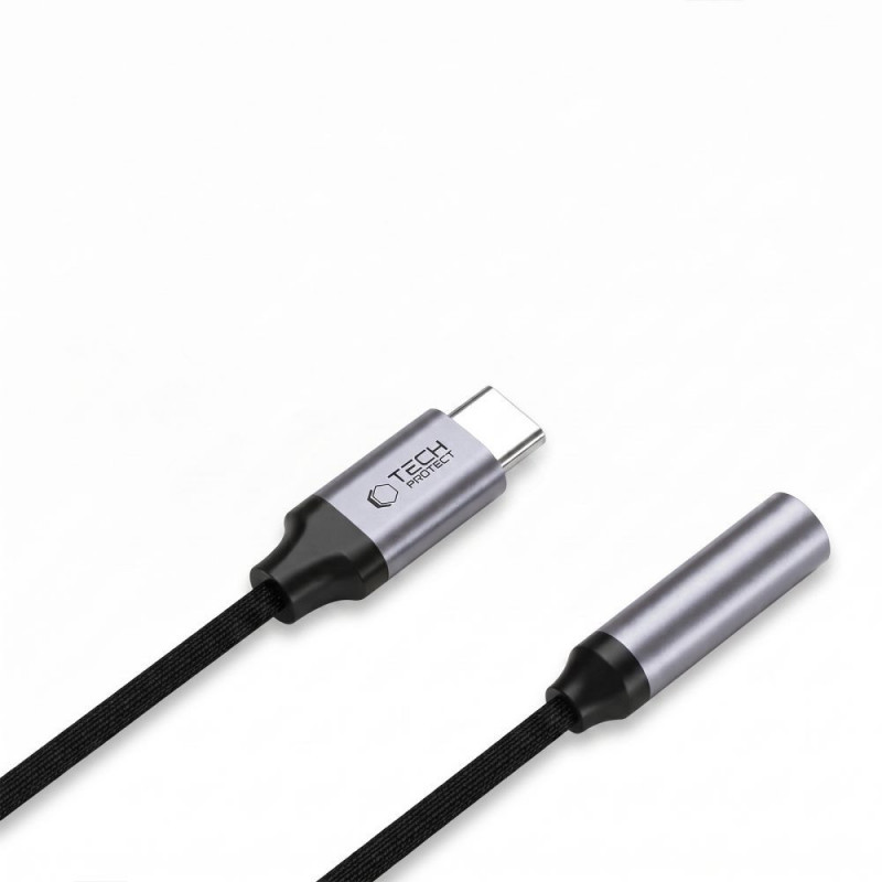 Tech-Protect Ultraboost adapter USB-C na mini jack 3,5 mm DAC, Iron Grey