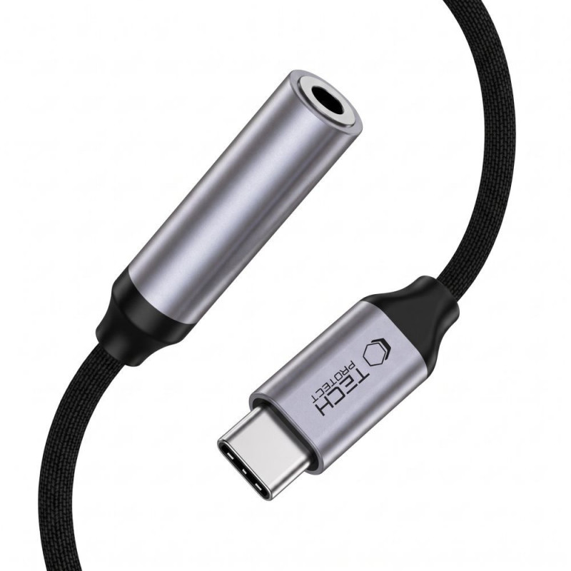 Tech-Protect Ultraboost adapter USB-C na mini jack 3,5 mm DAC, Iron Grey