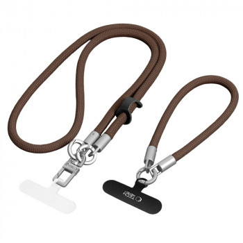 Tech-Protect C10S Rope zestaw paska na ramię i paska na nadgarstek, Walnut Brown/Titanium