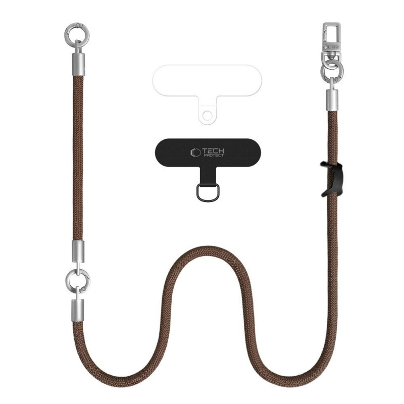Tech-Protect C10S Rope zestaw paska na ramię i paska na nadgarstek, Walnut Brown/Titanium