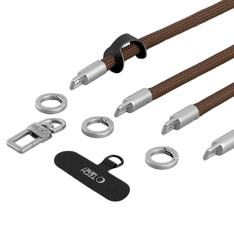 Tech-Protect C10S Rope zestaw paska na ramię i paska na nadgarstek, Walnut Brown/Titanium