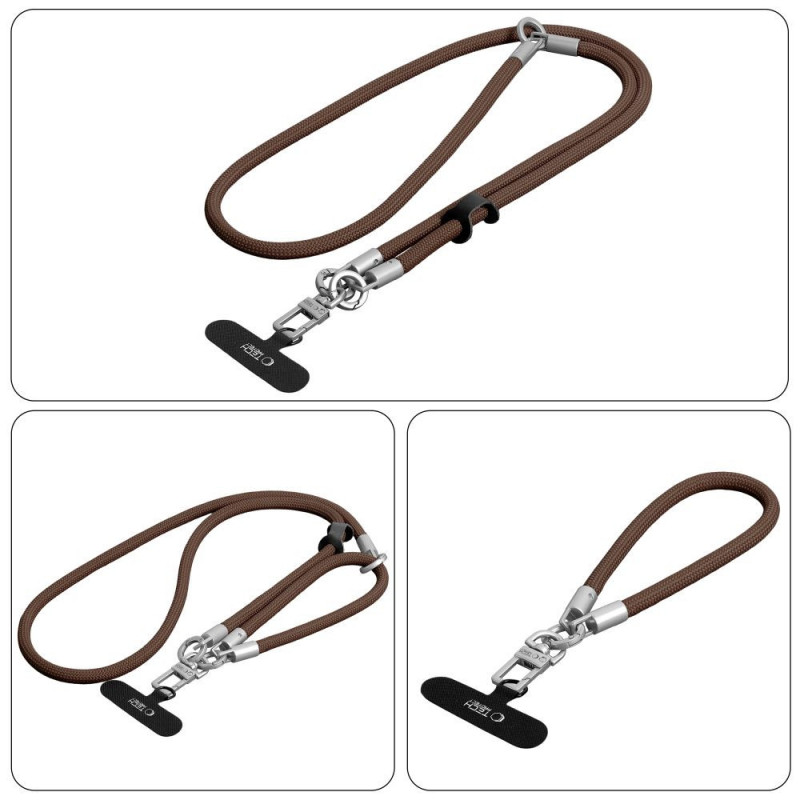 Tech-Protect C10S Rope zestaw paska na ramię i paska na nadgarstek, Walnut Brown/Titanium