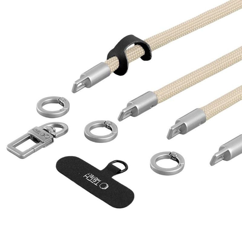 Tech-Protect C10S Rope zestaw paska na ramię i paska na nadgarstek, Desert Beige/Titanium