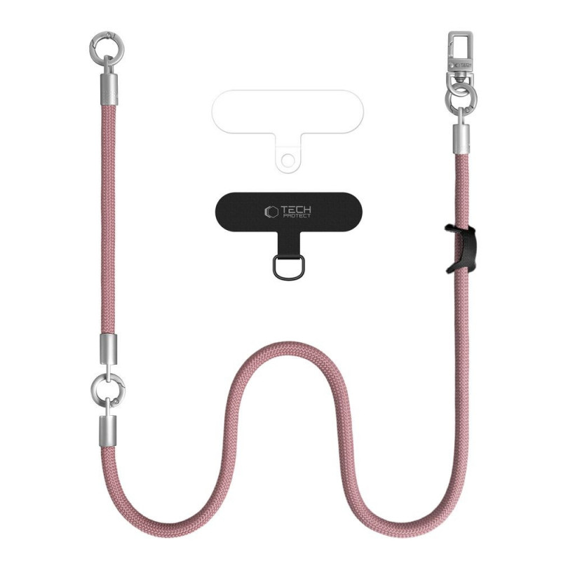 Tech-Protect C10S Rope zestaw paska na ramię i na nadgarstek, Dusty Rose/Titanium