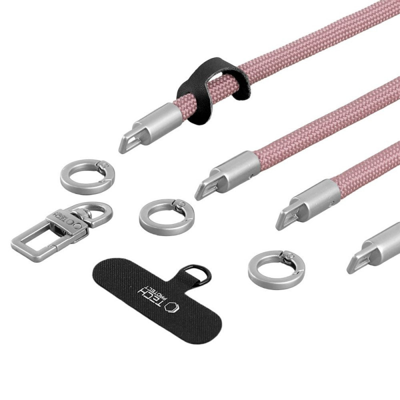 Tech-Protect C10S Rope zestaw paska na ramię i na nadgarstek, Dusty Rose/Titanium