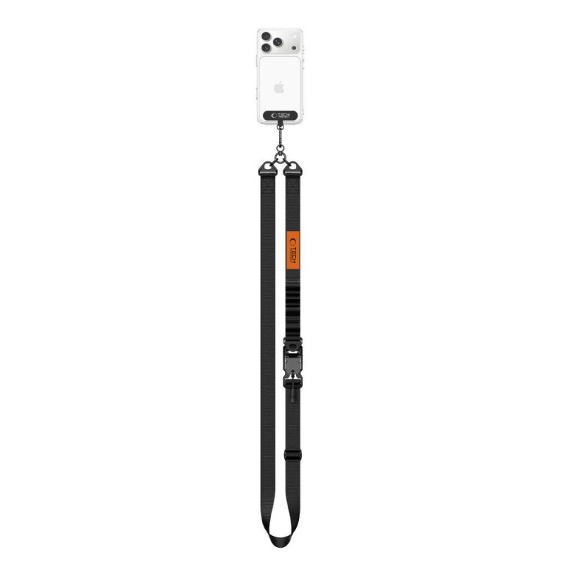 Tech-Protect C9S Rope Crossbody pasek do telefonu, czarno-pomarańczowy