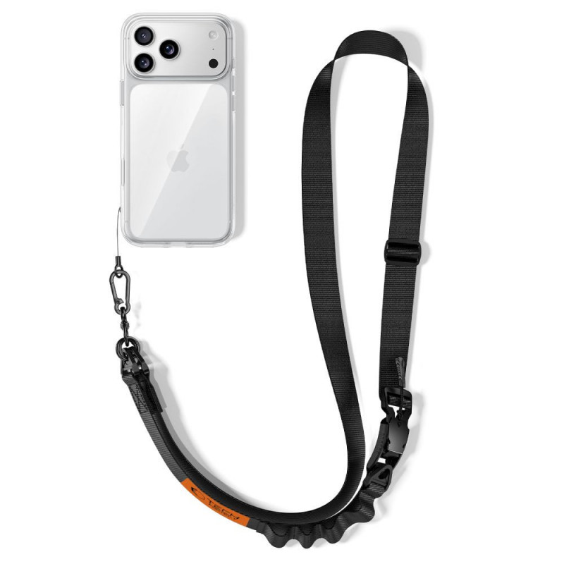 Tech-Protect C9S Rope Crossbody pasek do telefonu, czarno-pomarańczowy