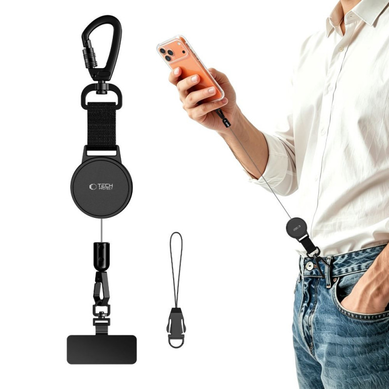 Tech-Protect UrbanLoop etui na telefon z linką stalową, czarny
