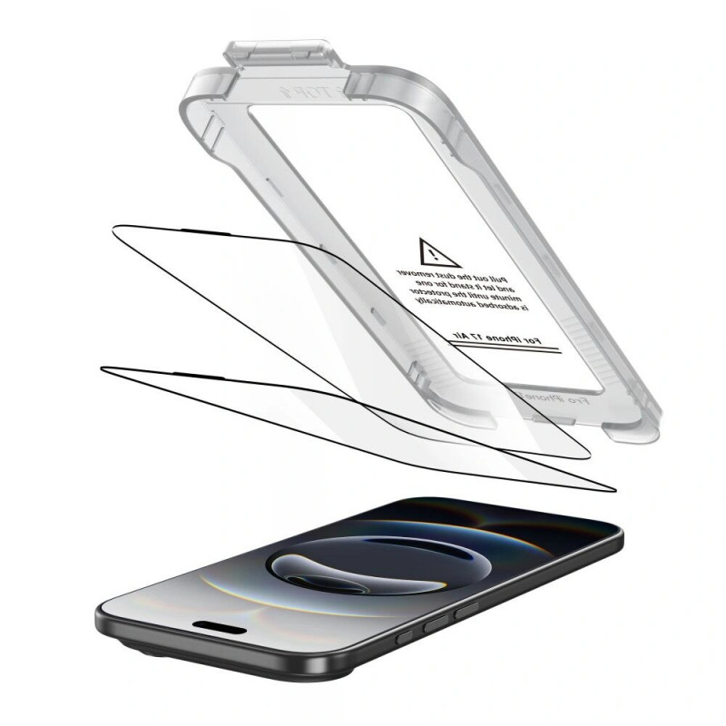 Szkło hartowane do ekranu Tech-Protect Quick Set+ dla Apple iPhone Air, czarny (2 szt.)
