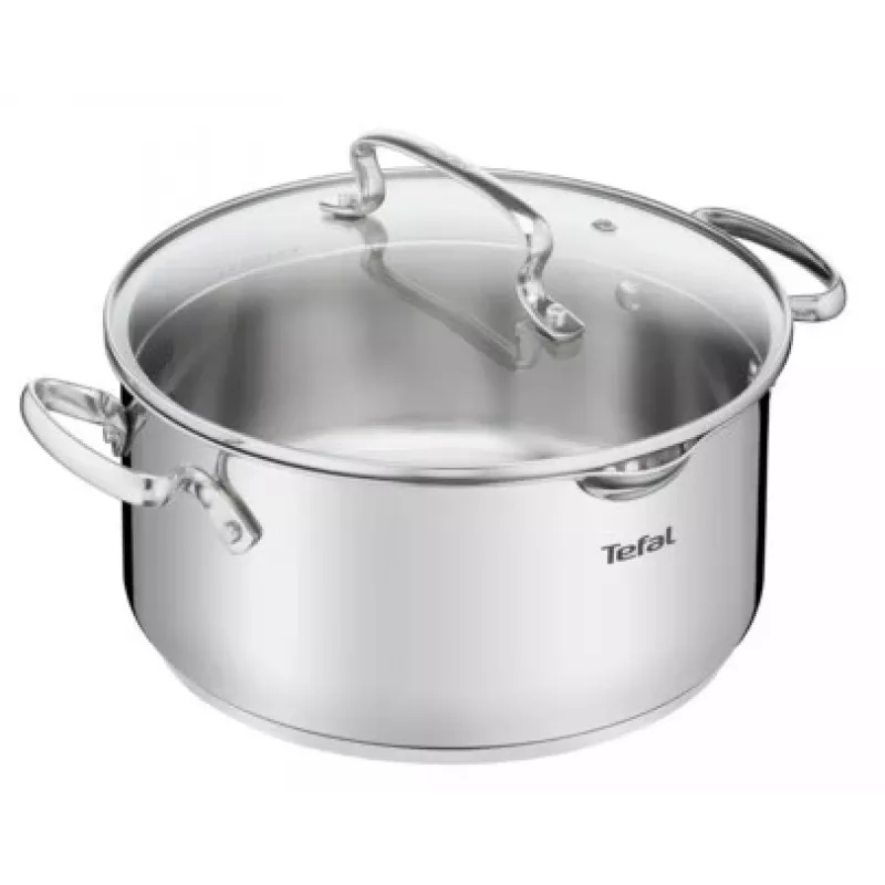 Tefal Duetto+ G7194655 Rondel, okrągły, stal nierdzewna, 24 cm, szklana pokrywka
