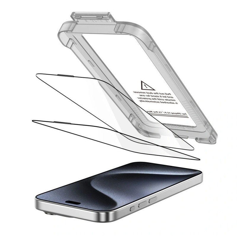 Tech-Protect Quick Set+ szkło hartowane dla Apple iPhone 15 Pro (2 szt.), czarny