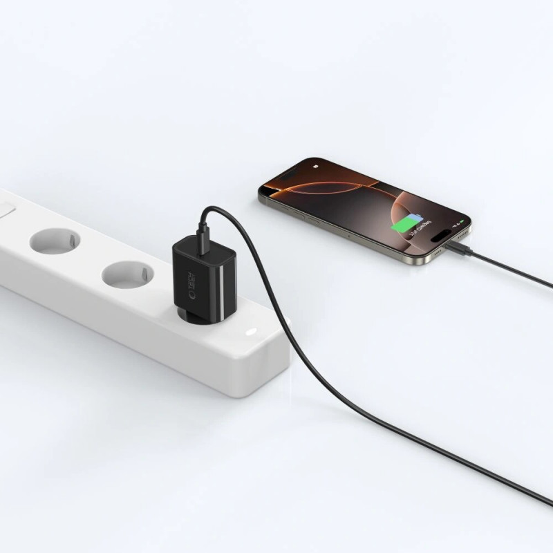 Ładowarka ścienna USB-C Tech-Protect NC20W PD 20W, czarna