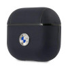 BMW BMA3SSLNA Pokrowiec ze skóry naturalnej z logo w kolorze srebrnym dla Apple AirPods 3, navy