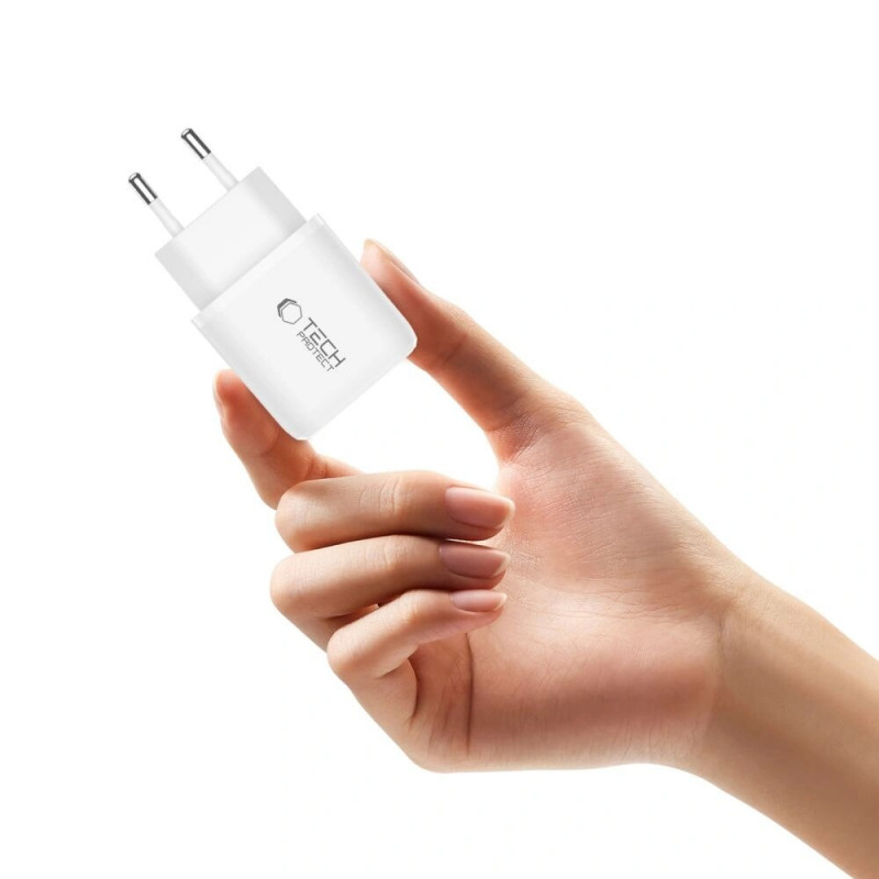 Tech-Protect NCA20 ładowarka ścienna USB-A, USB-C PD 20W / QC3.0, biała