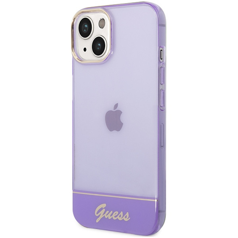 Guess GUHCP14SHGCOU Przezroczyste etui twarde na Apple iPhone 14 / 15 / 13 6.1", fioletowe