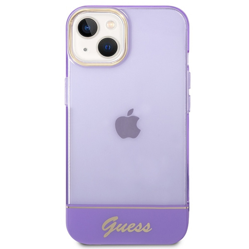 Guess GUHCP14SHGCOU Przezroczyste etui twarde na Apple iPhone 14 / 15 / 13 6.1", fioletowe