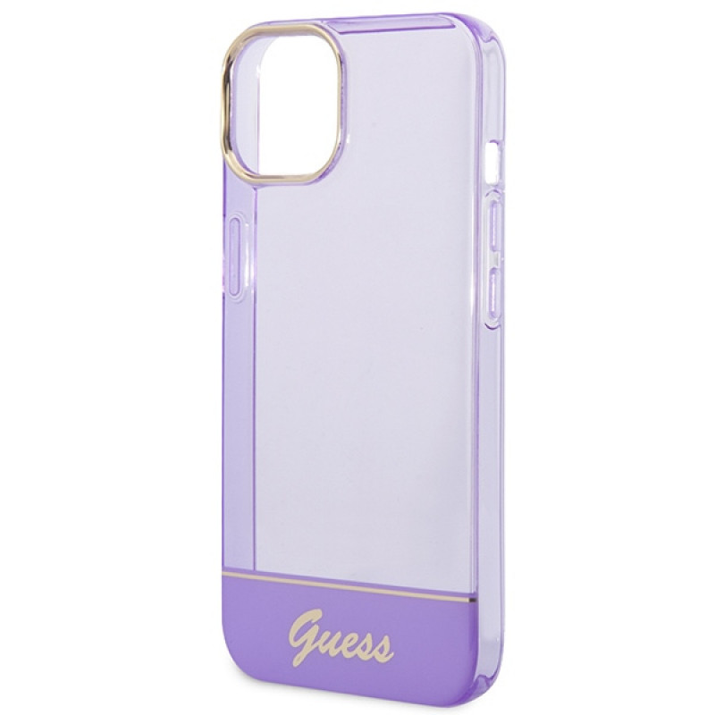 Guess GUHCP14SHGCOU Przezroczyste etui twarde na Apple iPhone 14 / 15 / 13 6.1", fioletowe
