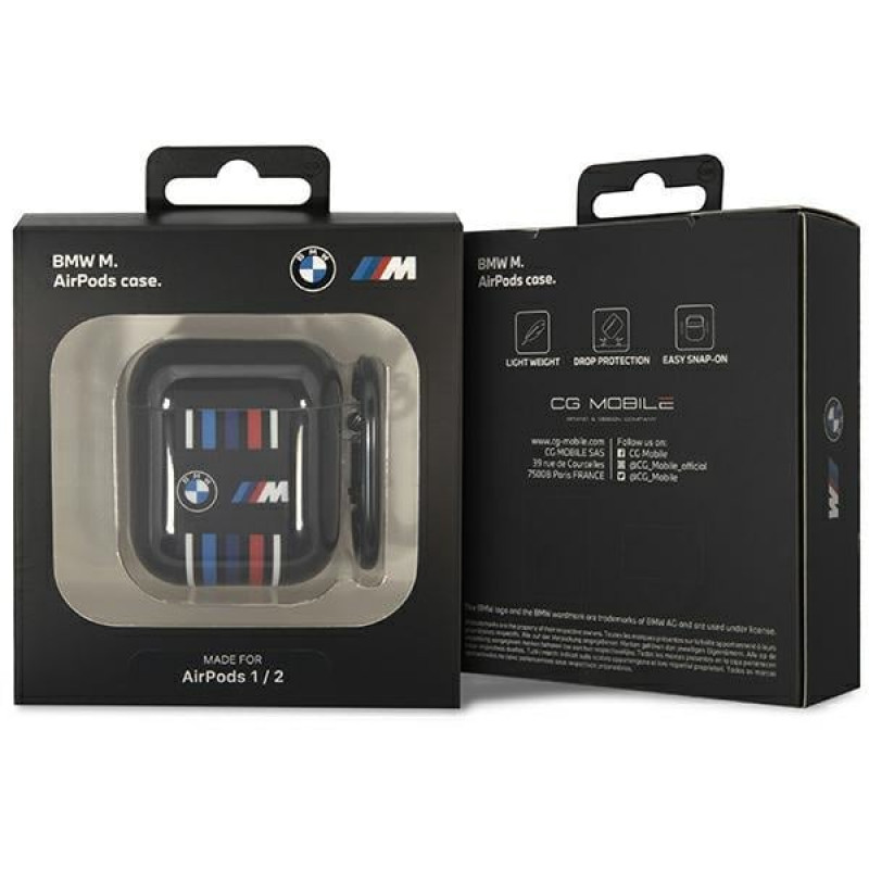 BMW BMA222SWTK Multiple Colored Lines etui na Apple AirPods 1/2, czarne