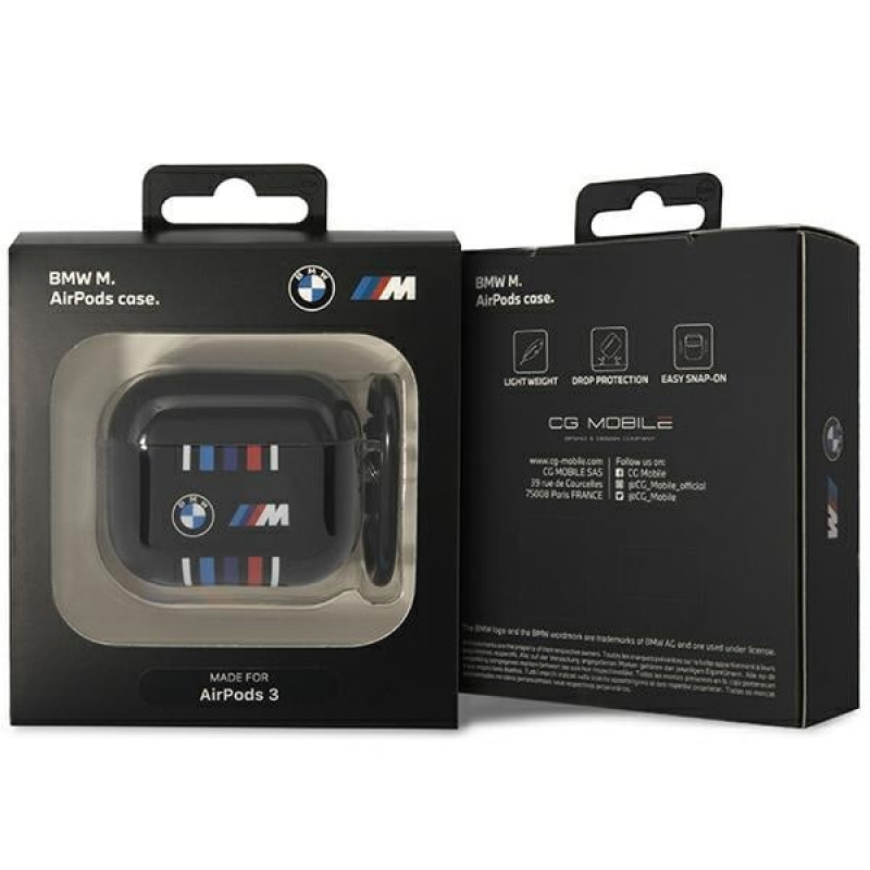 BMW BMA322SWTK Etui z wieloma kolorowymi liniami do Apple AirPods 3, czarne