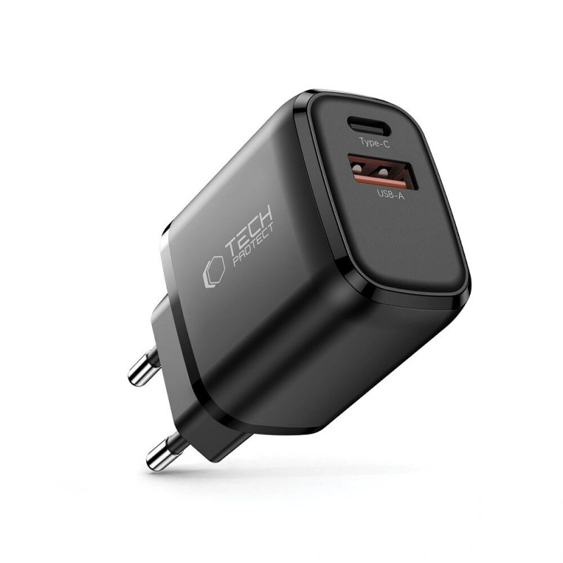 Tech-Protect NCA30 ładowarka ścienna USB-A, USB-C PD 30W / QC3.0, czarna