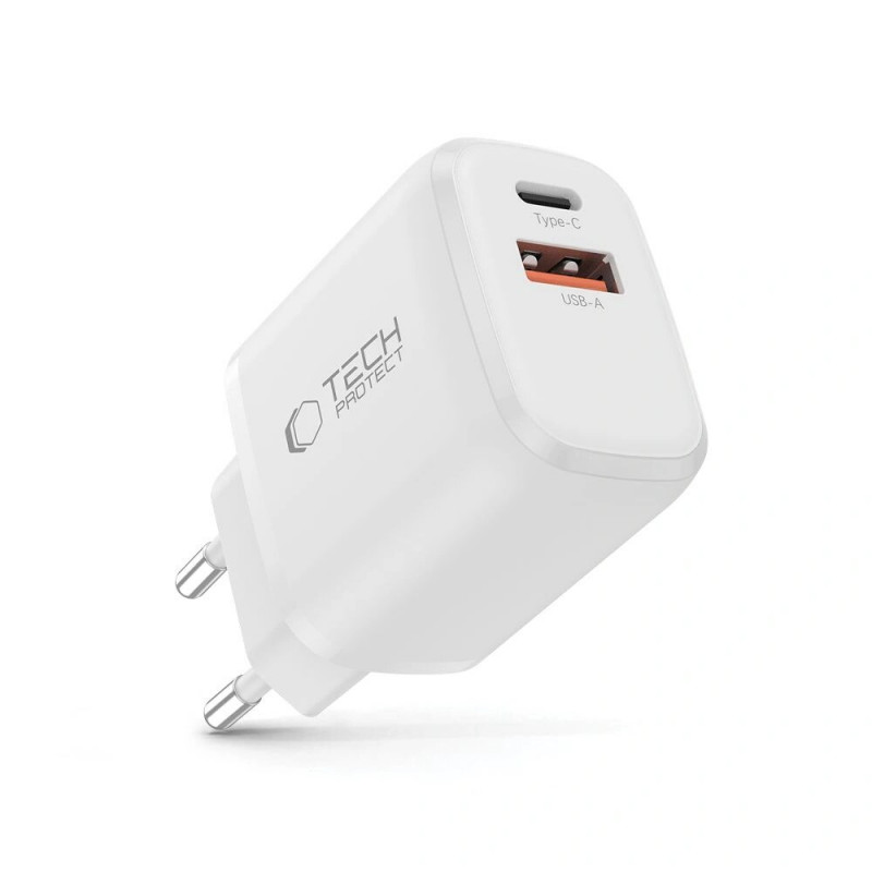 Tech-Protect NCA30 ładowarka ścienna USB-A, USB-C PD 30W / QC3.0, biała