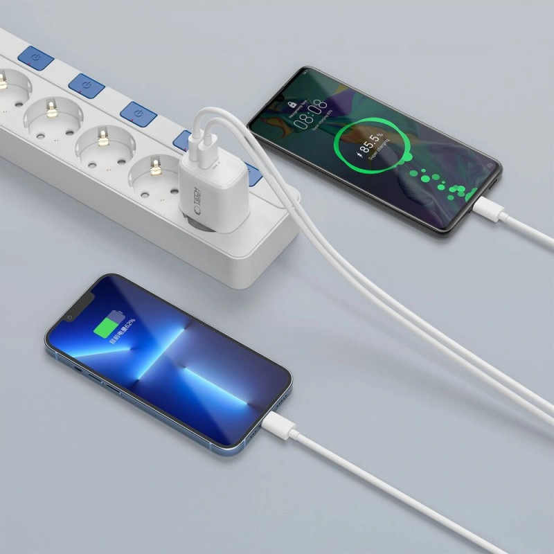 Tech-Protect NCA30 ładowarka ścienna USB-A, USB-C PD 30W / QC3.0, biała