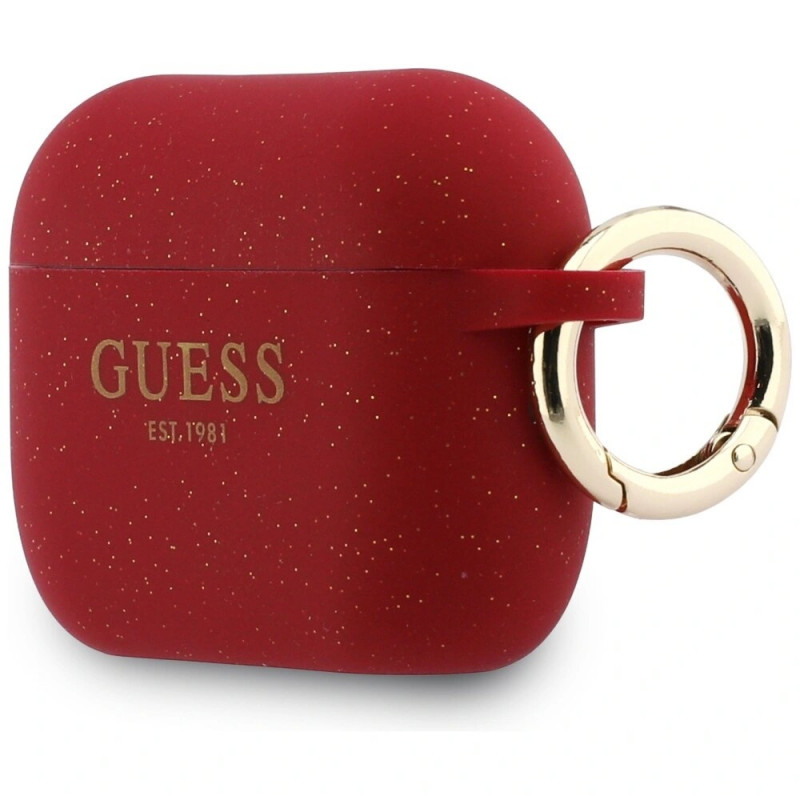 Etui silikonowe z brokatem Guess Ring dla Apple AirPods Pro 3, fuksja