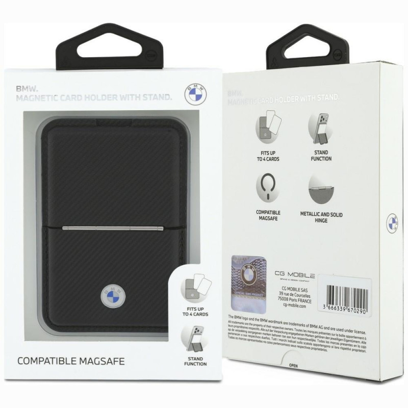BMW Carbon Metal Logos MagSafe portfel, czarny