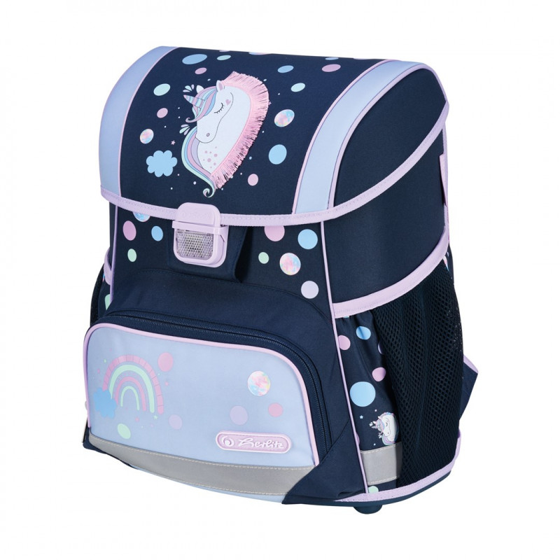 Zestaw plecaka szkolnego Herlitz Loop Plus Unicorn Dreams, ciemnoniebieski/różowy