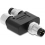 Delock 60858 M8 rozdzielacz Y A-coded 4 pin, 1 x wtyk na 1 x wtyk i 1 x gniazdo