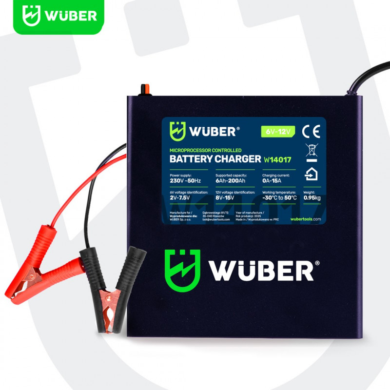 Wuber W14017 Ładowarka akumulatorowa mikroprocesorowa, 6-12 V, 15 A