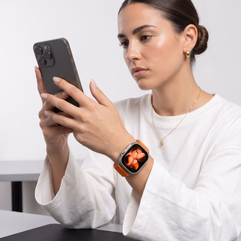 Tech-Protect Nylonloop Apple Watch 8 / 9 / 10 / 11 / 12 / SE / Ultra 44/45/46/49 mm pasek do zegarka, pomarańczowy