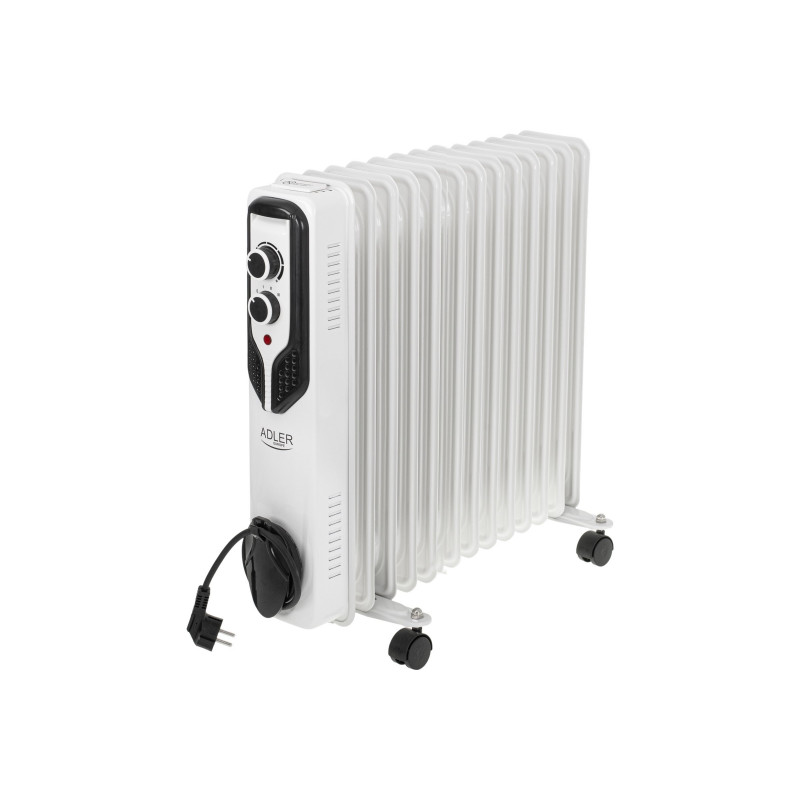 Grzejnik olejowy Adler AD 7818, 2500 W, 3 poziomy mocy, 13 żeberek, biały
