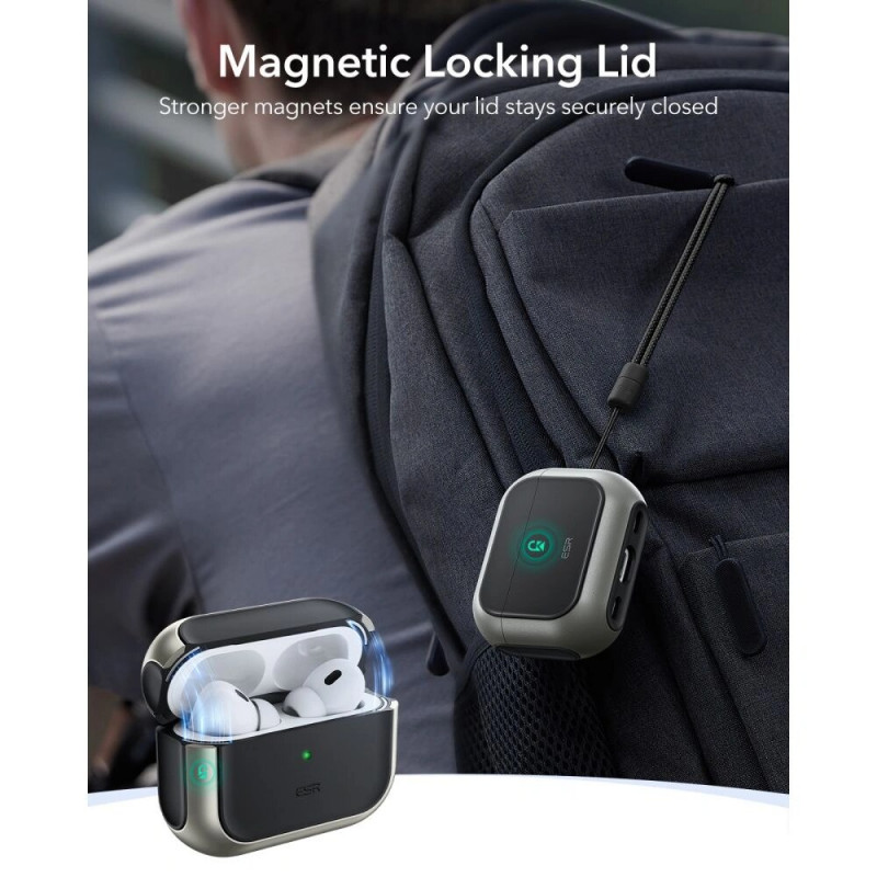 Etui ESR Orbit HaloLock MagSafe do Apple AirPods Pro 3, tytanowe