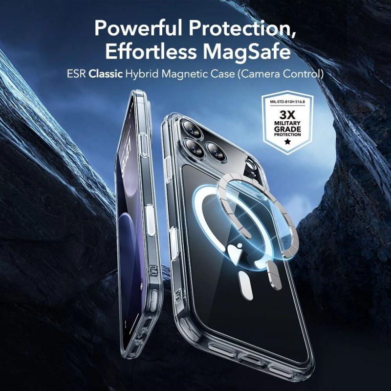 Etui ESR Classic Hybrid MagSafe ze szkłem hartowanym do Apple iPhone 17 Pro Max, przezroczyste