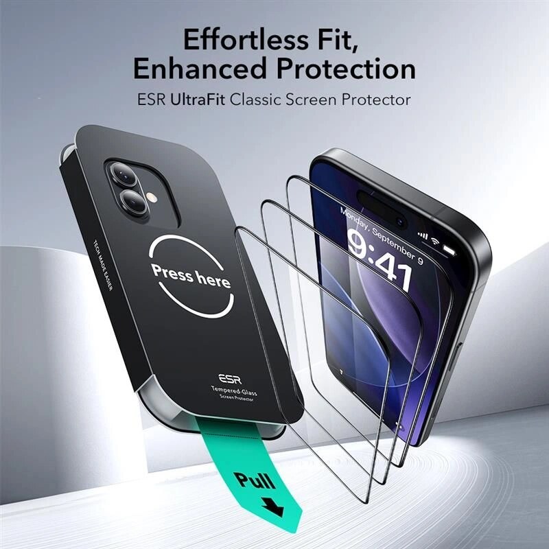 ESR UltraFit szkło hartowane do Apple iPhone 16 Pro / 17, przezroczyste (2 szt.) (ESR922)
