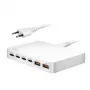 LogiLink PA0418 ładowarka biurkowa USB-A/C, 100 W, GaN, 6 portów, 2x USB-A (QC), 4x USB-C (PD), biała