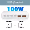LogiLink PA0418 ładowarka biurkowa USB-A/C, 100 W, GaN, 6 portów, 2x USB-A (QC), 4x USB-C (PD), biała