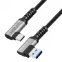 Kabel LogiLink CU0470 USB 3.2 Gen1 Type-C, A/M 90° do C/M 90°, 5 Gbps, 60 W, metal, srebrno-czarny, 0,5 m