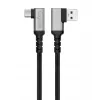 Kabel USB 3.2 Gen1 Type-C LogiLink CU0472, A/M 90° do C/M 90°, 5 Gbps, 60 W, metal, srebrno-czarny, 1,5 m
