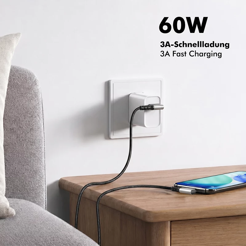 Kabel USB 3.2 Gen1 Type-C LogiLink CU0473, A/M 90° do C/M 90°, 5 Gbps, 60 W, metal, srebrno-czarny, 2 m